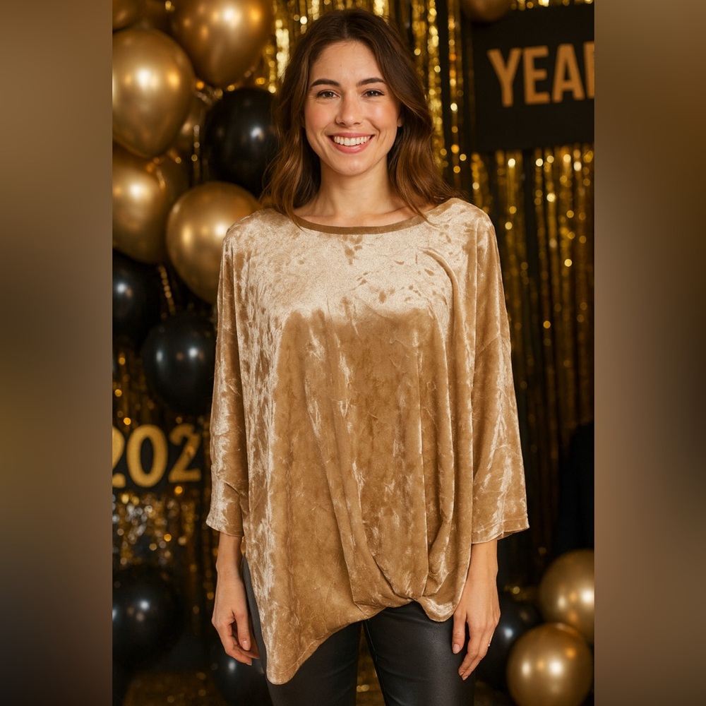 ee:some Gold Velvet Blouse Size Medium